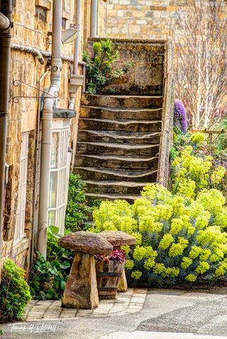 Old stairs in the Cotswolds, England.