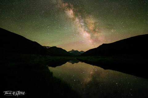 milky way stars reflecting in water Christmas Meadows, Uinta Mountains, Utah