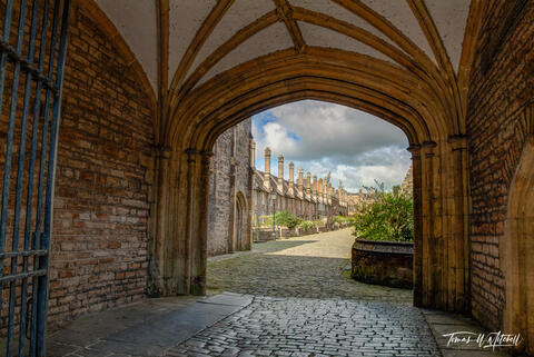 Old gatehouse at Vicar's Close, Wells England.