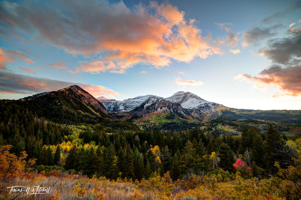 Sunset over Mount Timpanogos in the autumn