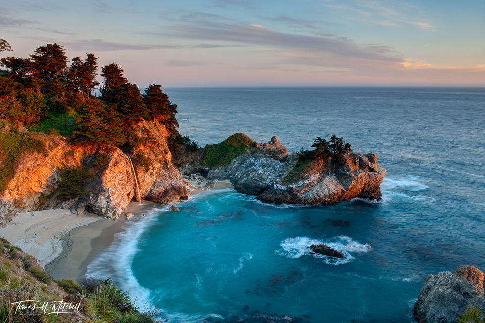 sunset at McWay Falls Big Sur California