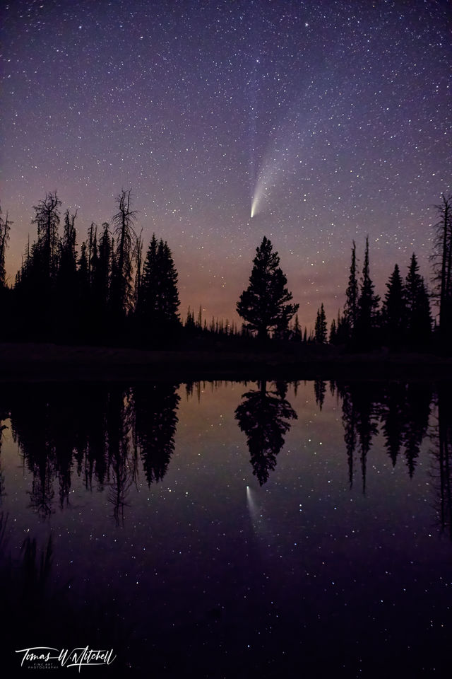 comet Neowise over lake Uinta Mountains Utah