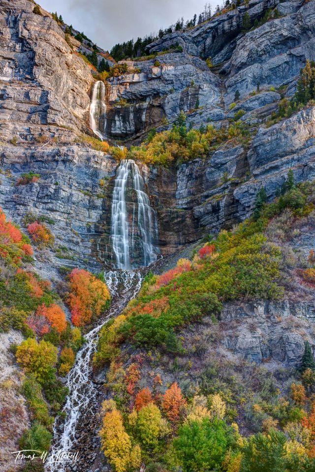 Bridal Veil Falls, Wasatch Mountains Utah in Autumn