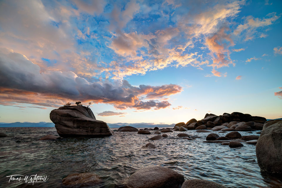 Bonsai Rock, Lake Tahoe, Nevada at sunset