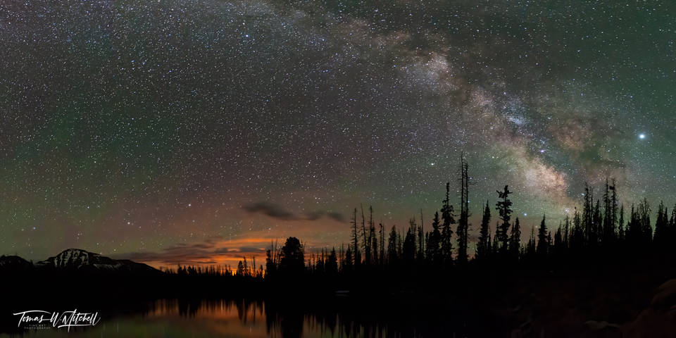 Milky Way night sky over Pass Lake, Uinta Mountains