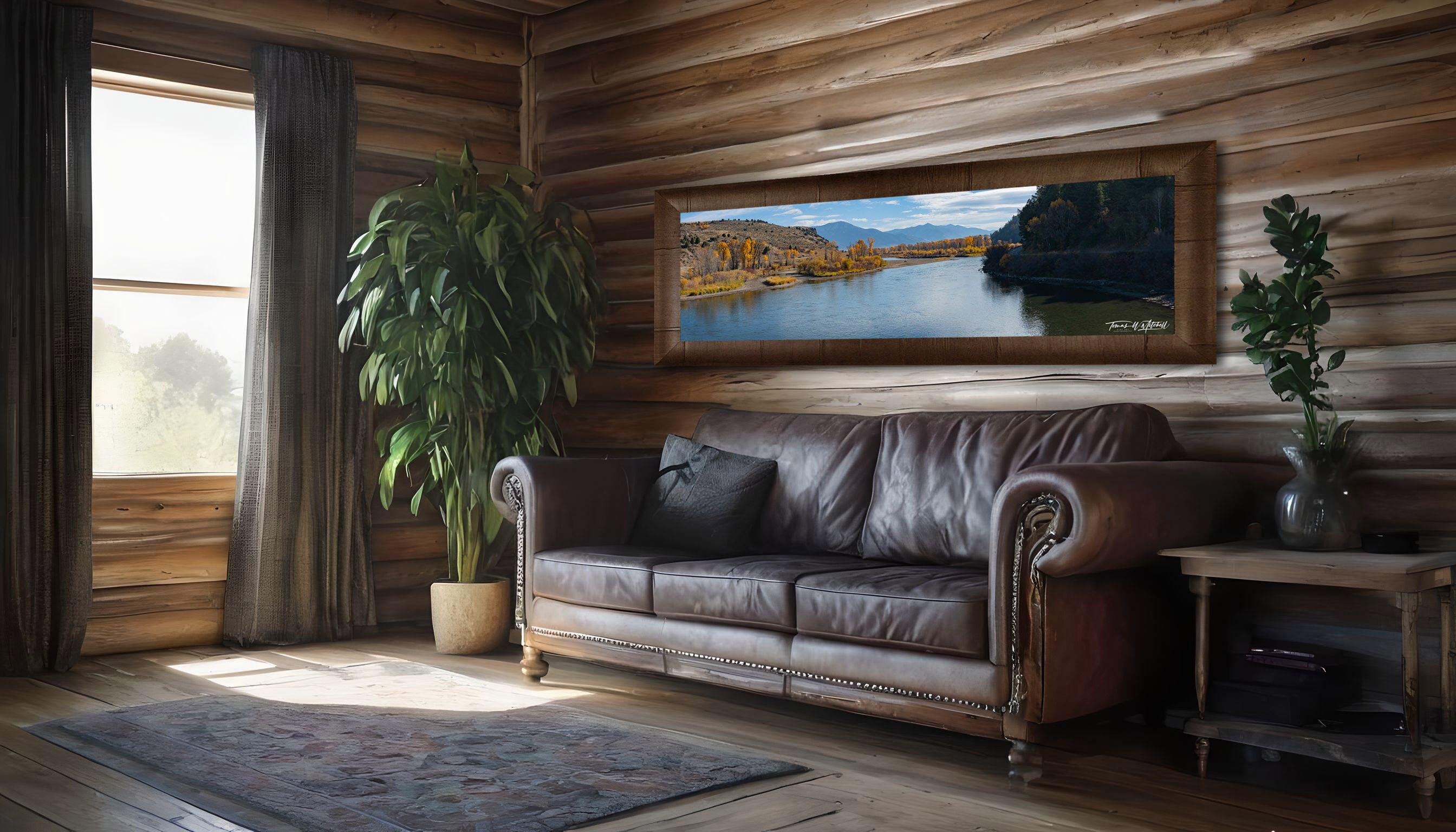 framed photograph of Snake River in Autumn on home wall.