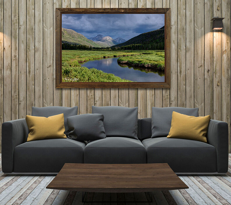 framed photograph of storm over uinta mountains utah on home wall