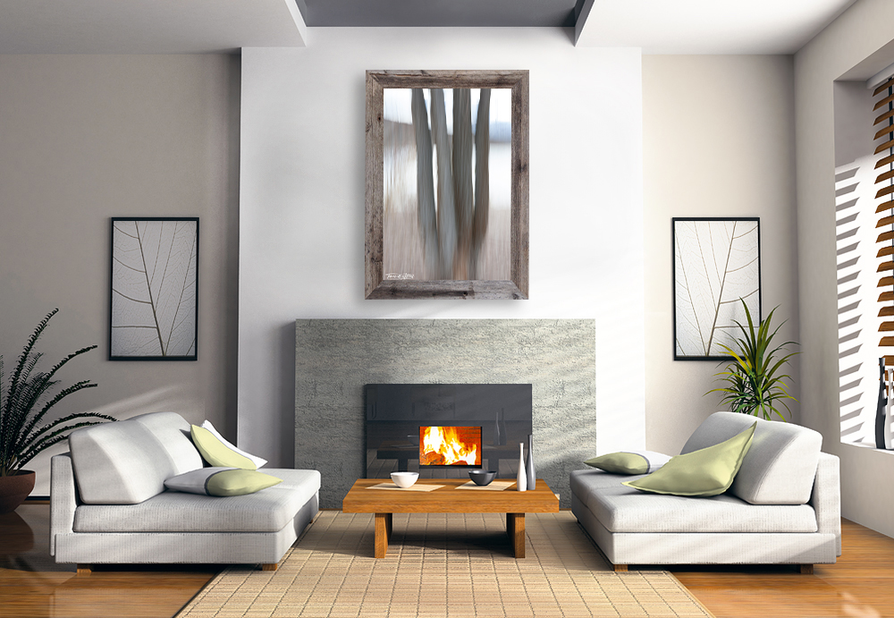 framed photograph of abstract trees in autumn