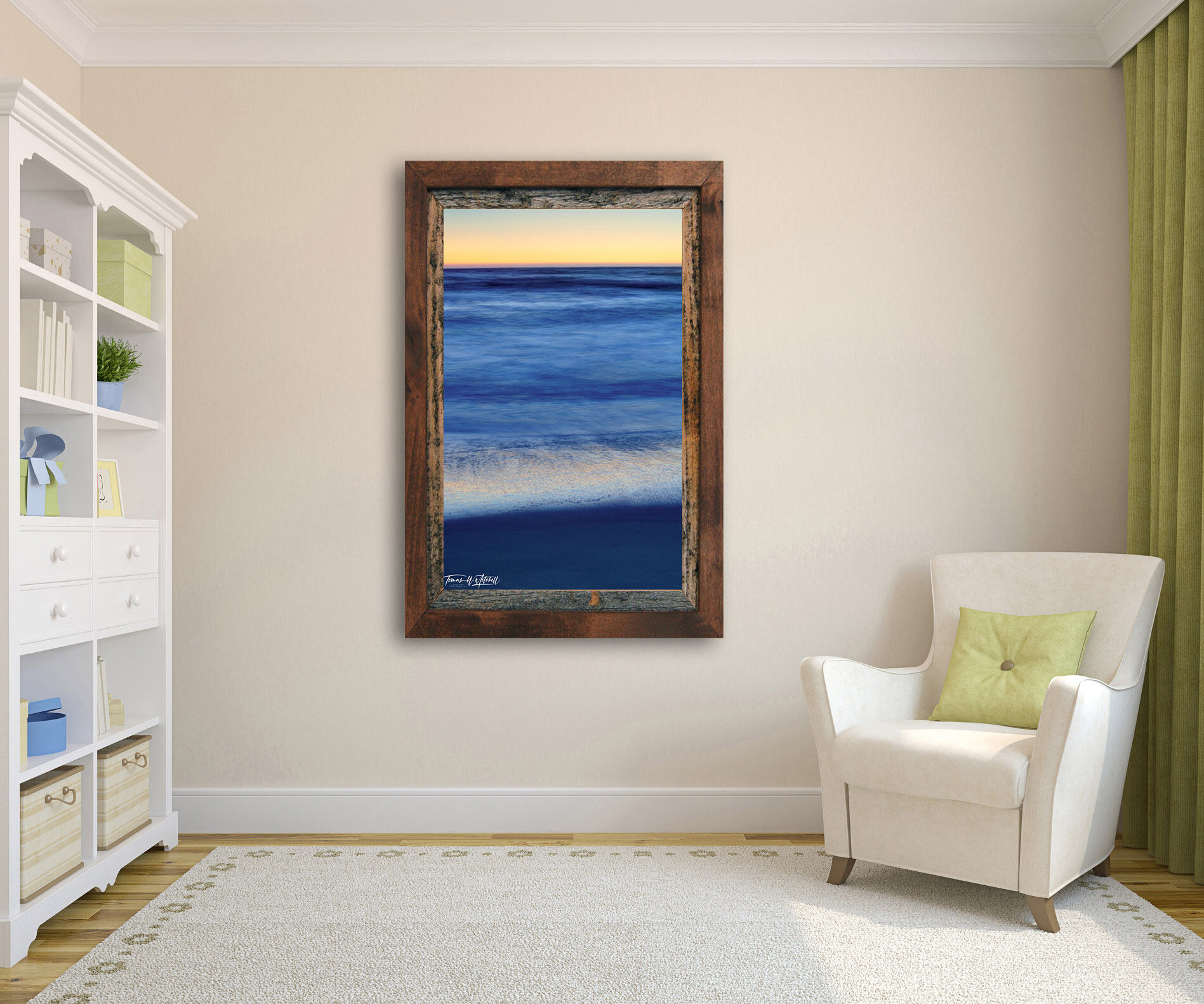 framed photograph of abstract sunset on beach CA