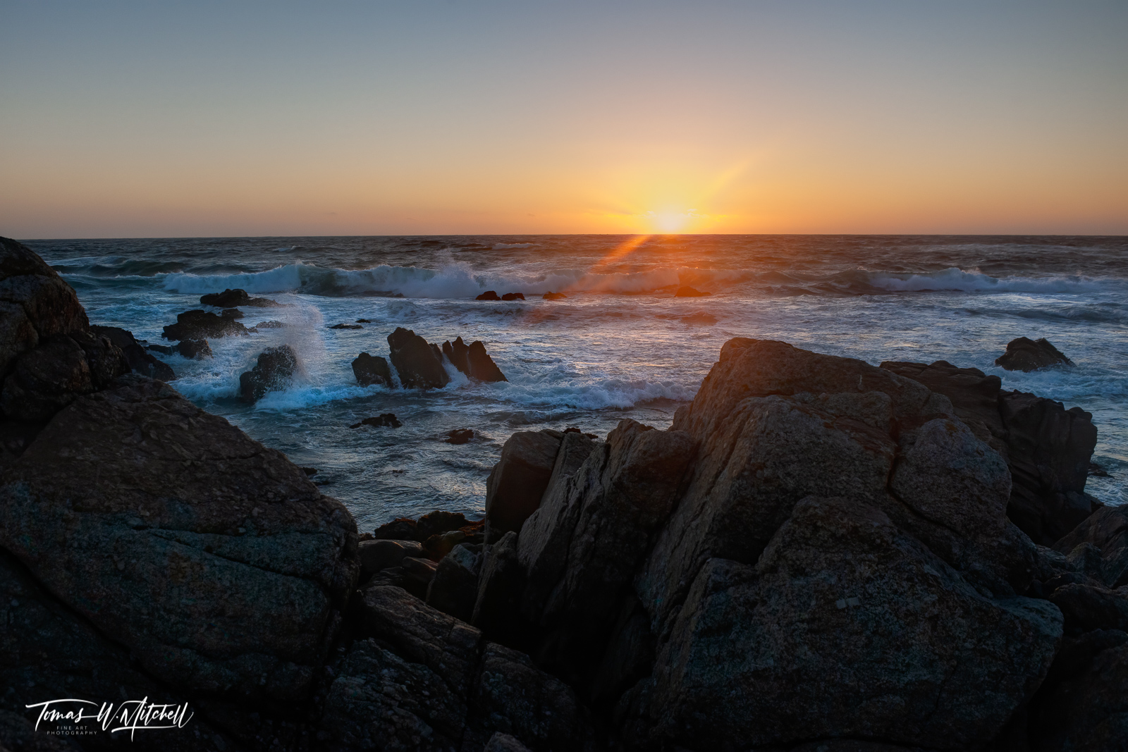 sunset on the ocean, california